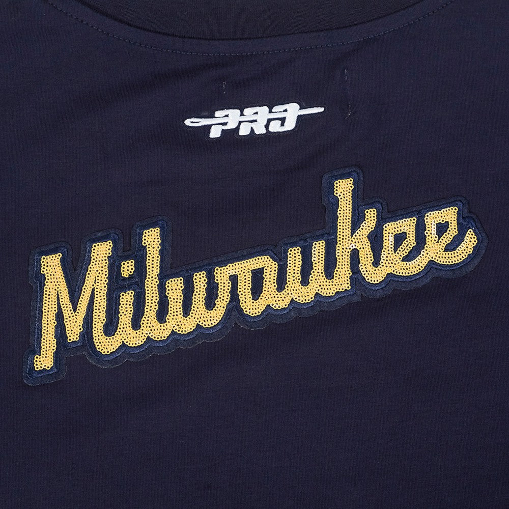 Milwaukee Brewers Pro Standard Women's Game Day Classics Baby Doll Cropped T-Shirt Online