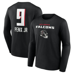 Michael Penix Jr. Atlanta Falcons Name & Number Team Wordmark Long Sleeve T-Shirt Black - NFL
