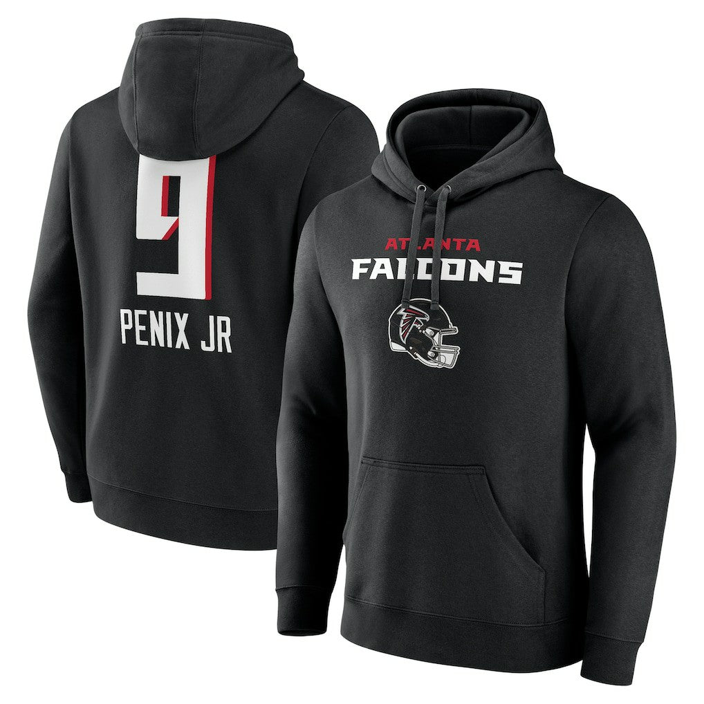 Michael Penix Jr. Atlanta Falcons Name & Number Team Wordmark Pullover Hoodie Black - NFL