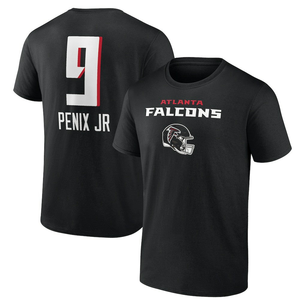 Michael Penix Jr. Atlanta Falcons Name & Number Team Wordmark T-Shirt Black - NFL