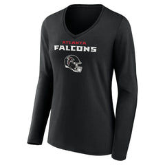 Michael Penix Jr. Atlanta Falcons Women's Name & Number Team Wordmark Long Sleeve V-Neck T-Shirt Black - NFL