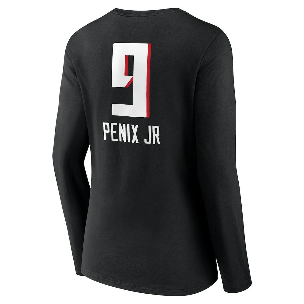 Michael Penix Jr. Atlanta Falcons Women's Name & Number Team Wordmark Long Sleeve V-Neck T-Shirt Black - NFL
