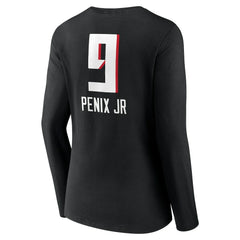 Michael Penix Jr. Atlanta Falcons Women's Name & Number Team Wordmark Long Sleeve V-Neck T-Shirt Black - NFL