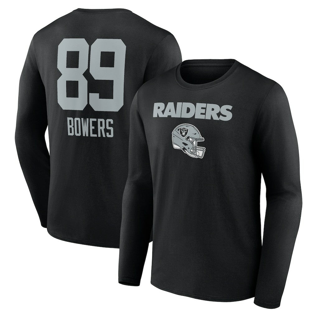 Brock Bowers Las Vegas Raiders Name & Number Team Wordmark Long Sleeve T-Shirt Black - NFL
