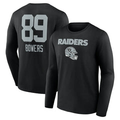 Brock Bowers Las Vegas Raiders Name & Number Team Wordmark Long Sleeve T-Shirt Black - NFL