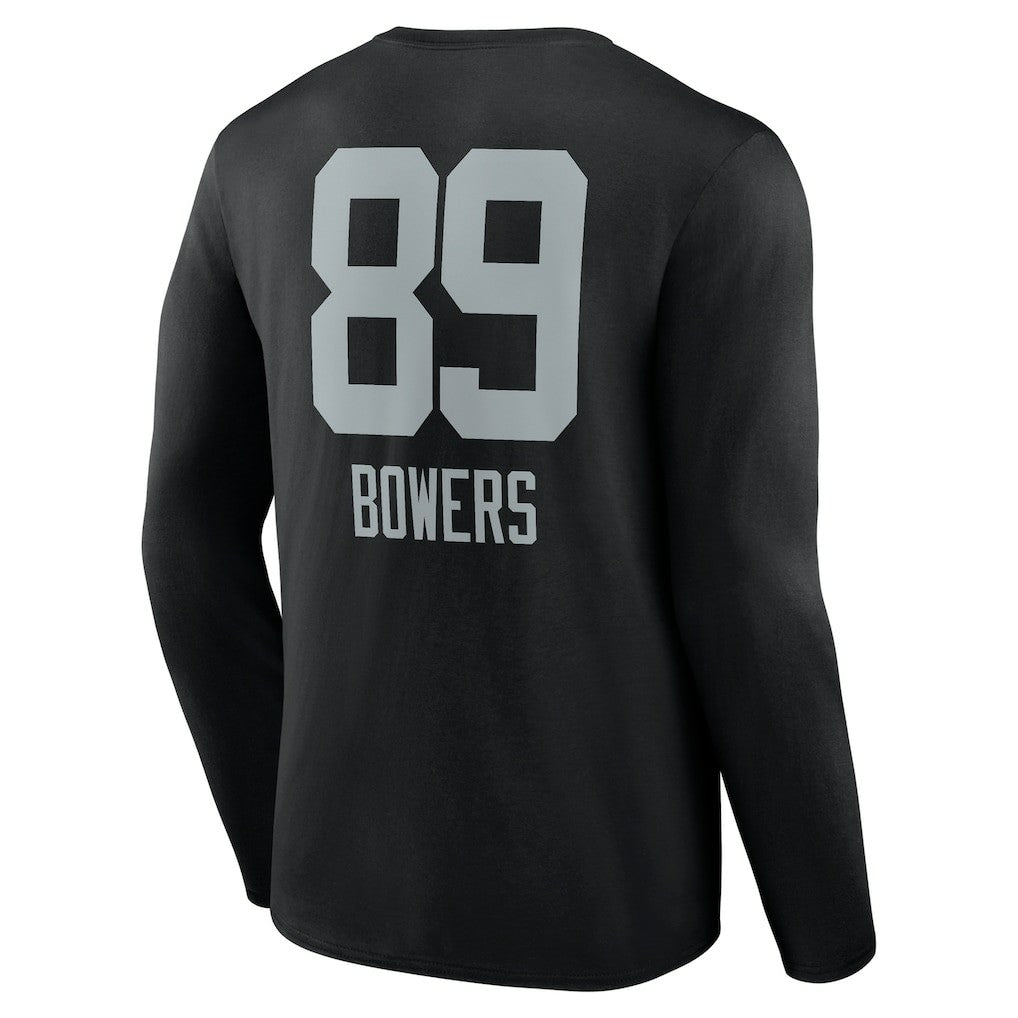 Brock Bowers Las Vegas Raiders Name & Number Team Wordmark Long Sleeve T-Shirt Black - NFL