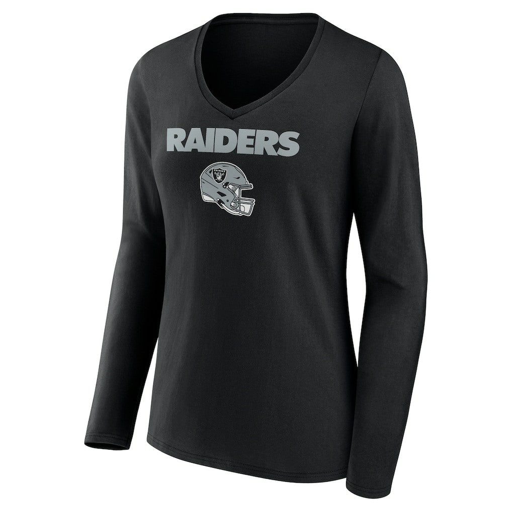Brock Bowers Las Vegas Raiders Women's Name & Number Team Wordmark Long Sleeve V-Neck T-Shirt Black - NFL