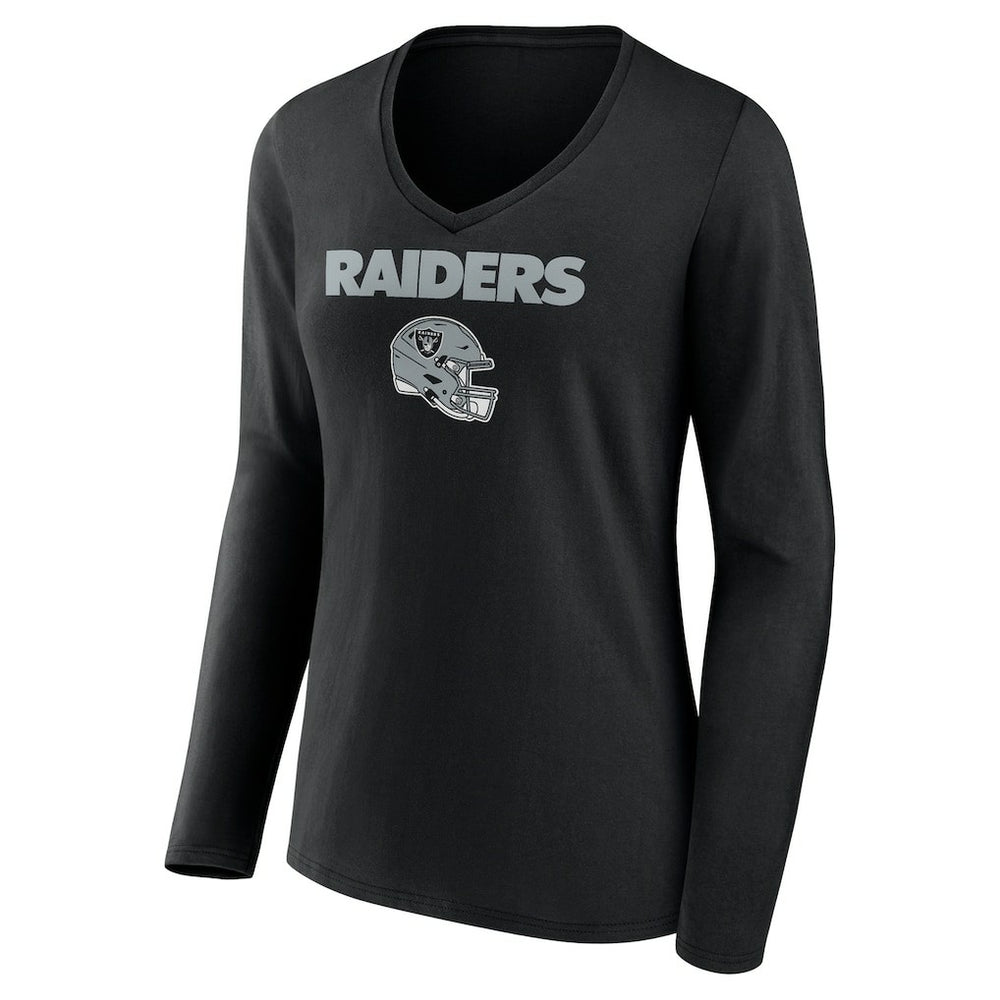 Brock Bowers Las Vegas Raiders Women's Name & Number Team Wordmark Long Sleeve V-Neck T-Shirt Black - NFL