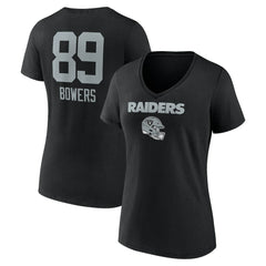 Brock Bowers Las Vegas Raiders Women's Name & Number Team Wordmark V-Neck T-Shirt Black - NFL
