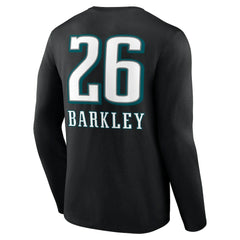 Saquon Barkley Philadelphia Eagles Name & Number Team Wordmark Long Sleeve T-Shirt Black - NFL