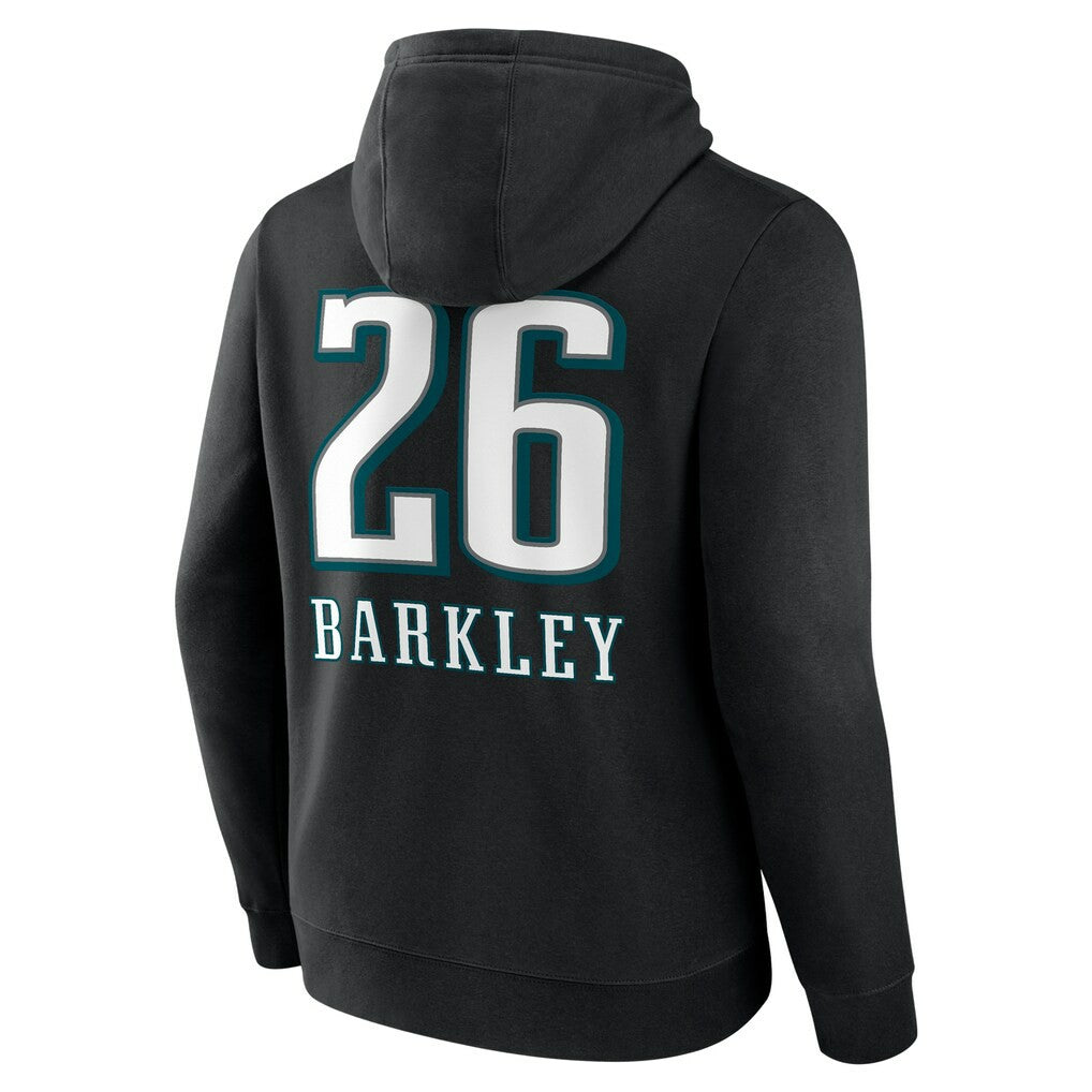 Saquon Barkley Philadelphia Eagles Name & Number Team Wordmark Pullover Hoodie Black - NFL