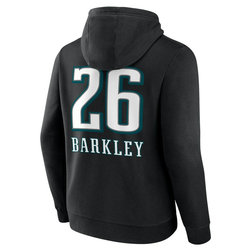 Saquon Barkley Philadelphia Eagles Name & Number Team Wordmark Pullover Hoodie Black - NFL