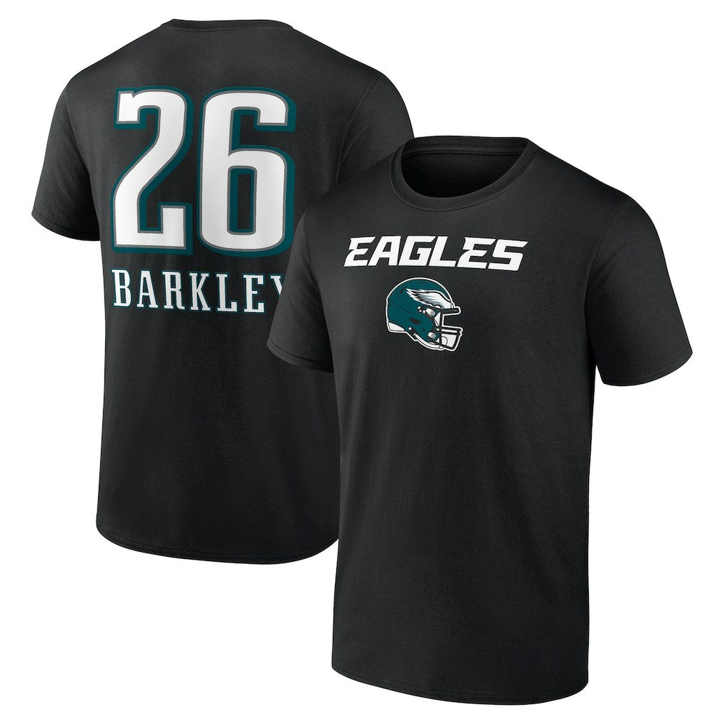 Saquon Barkley Philadelphia Eagles Name & Number Team Wordmark T-Shirt Black - NFL