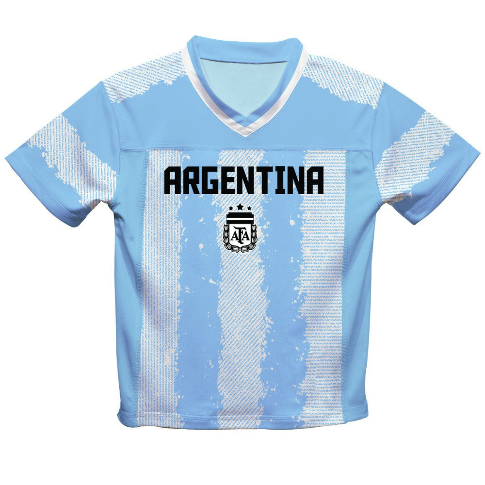 Lionel Messi Argentina National Team Vive La Fete Youth Painted Stripes Football Jerseys - Light Blue