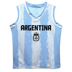 Lionel Messi Argentina National Team Vive La Fete Youth Painted Stripes Basketball Jerseys - Light Blue