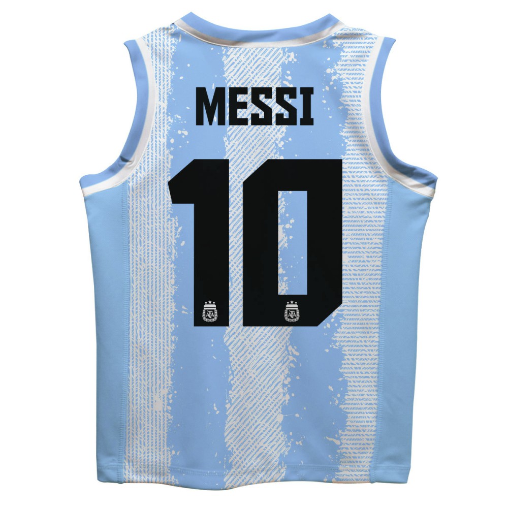 Lionel Messi Argentina National Team Vive La Fete Youth Painted Stripes Basketball Jerseys - Light Blue