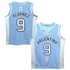 Julián Álvarez Argentina National Team Vive La Fete Mesh Basketball Jerseys - Light Blue