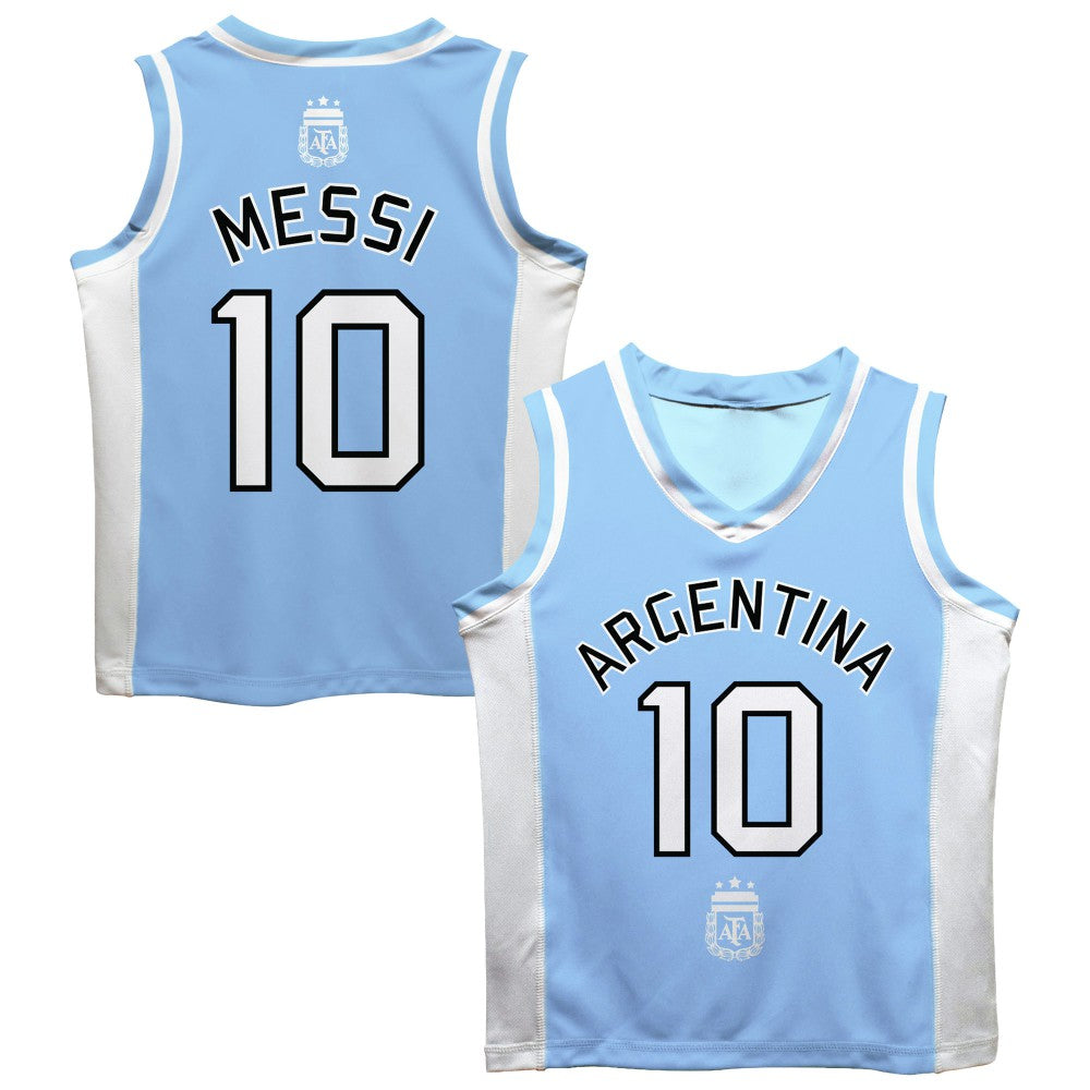 Lionel Messi Argentina National Team Vive La Fete Mesh Basketball Jerseys - Light Blue