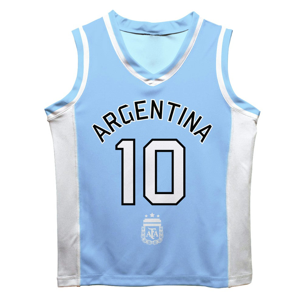 Lionel Messi Argentina National Team Vive La Fete Mesh Basketball Jerseys - Light Blue
