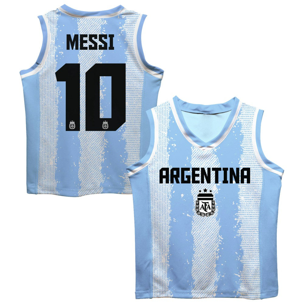 Lionel Messi Argentina National Team Vive La Fete Mesh Basketball Jerseys - Light Blue