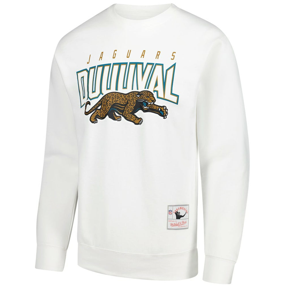 Jacksonville Jaguars Duval Classic Logos Pullover Sweatshirt White - Mitchell & Ness