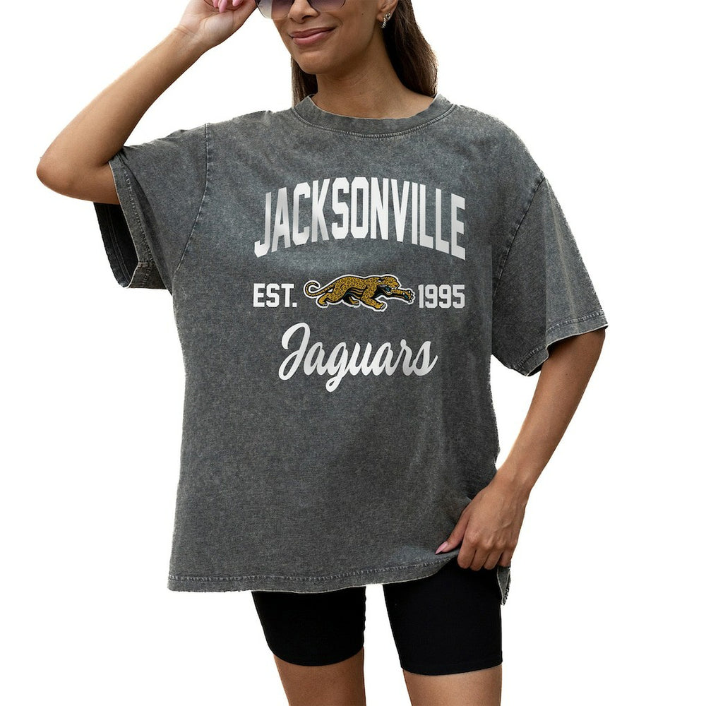Jacksonville Jaguars Gameday Couture Women's Throwback Oversized Snow Wash T-Shirt Grey - NFL