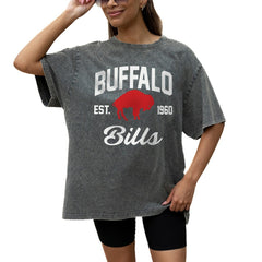Buffalo Bills Gameday Couture Women's Throwback Oversized Snow Wash T-Shirt Grey - NFL