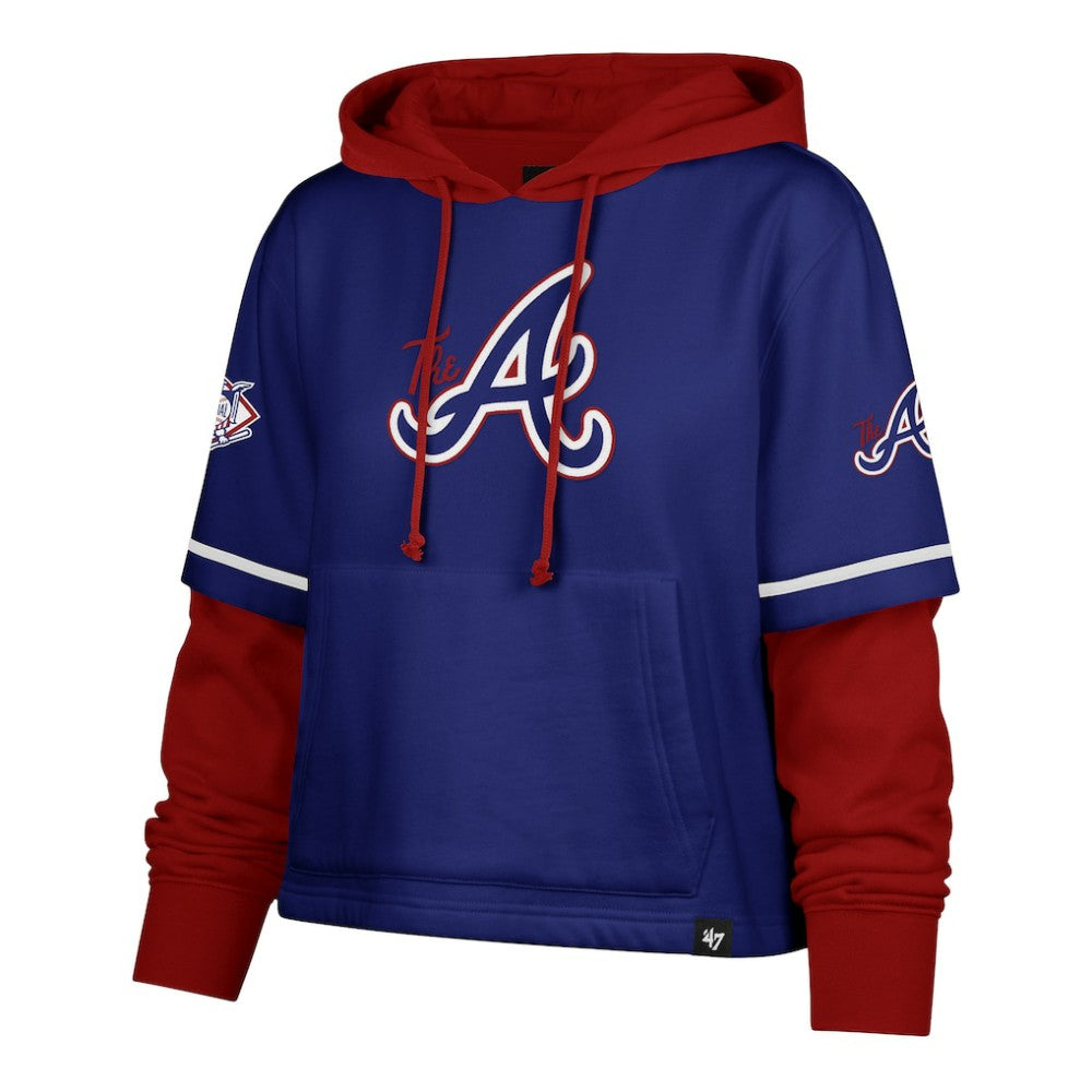 Atlanta Braves '47 Women's City Connect Shortstop Cropped Pullover Hoodie On Sale