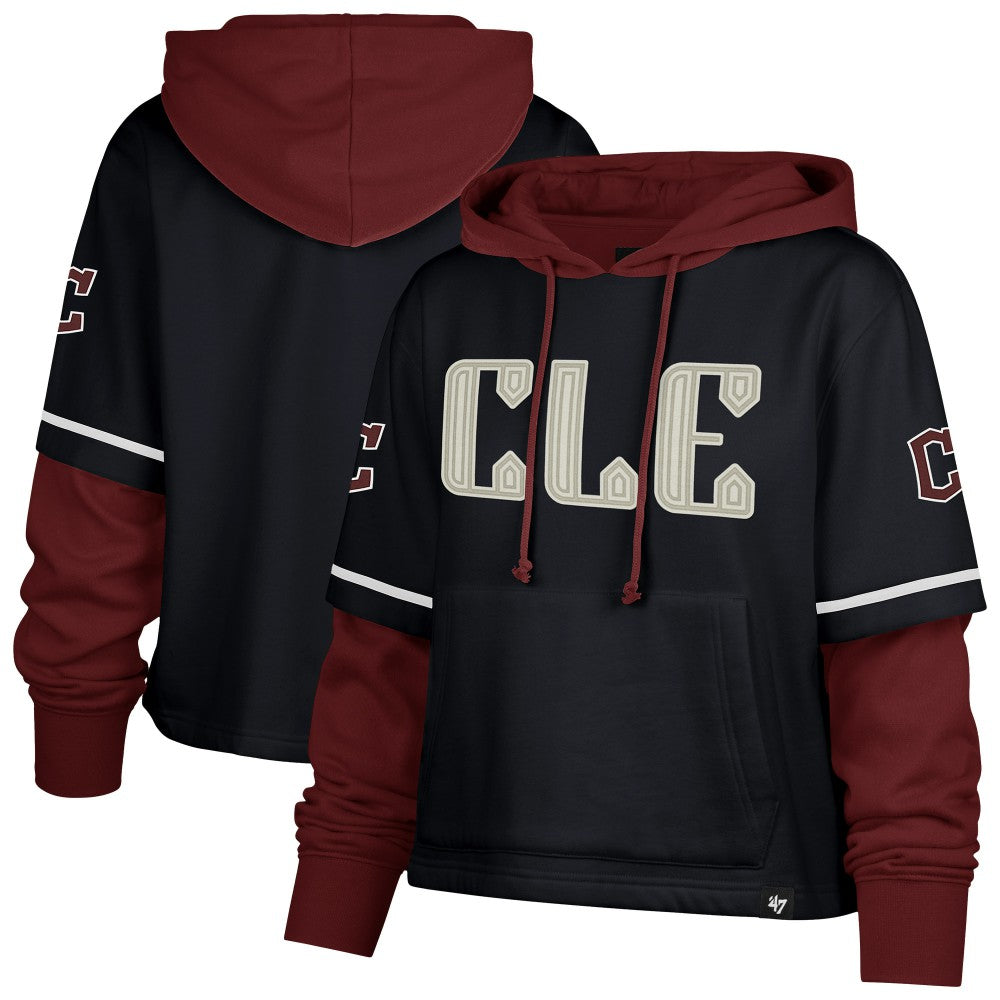 Cleveland Guardians '47 Women's City Connect Shortstop Cropped Pullover Hoodie Online