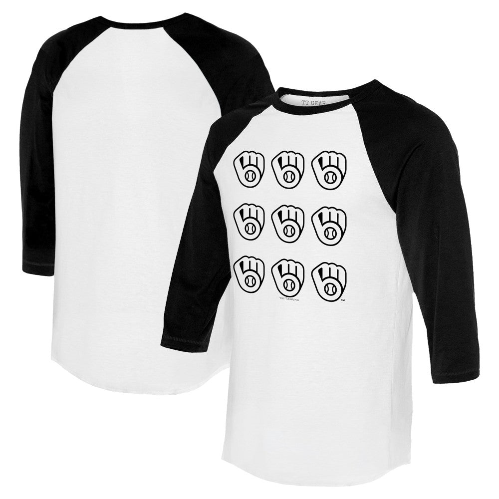 Milwaukee Brewers Tiny Turnip Women's Logo Grid 3/4 Sleeve Raglan T-Shirt Near Me