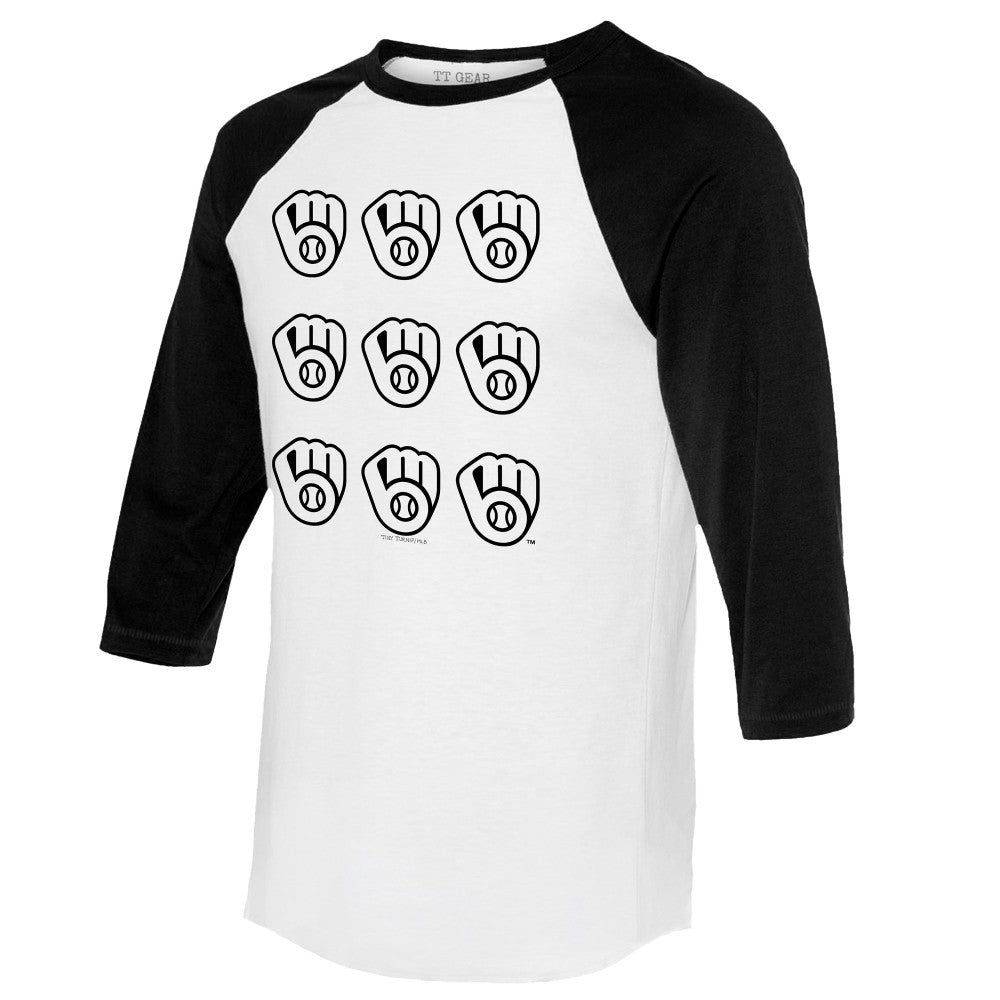 Milwaukee Brewers Tiny Turnip Women's Logo Grid 3/4 Sleeve Raglan T-Shirt Near Me