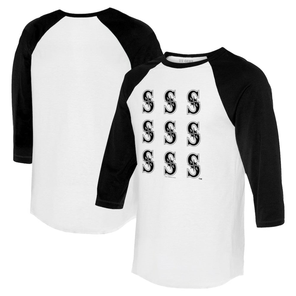 Seattle Mariners Tiny Turnip Women's Logo Grid 3/4 Sleeve Raglan T-Shirt On Sale