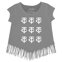 Minnesota Twins Tiny Turnip Girls Youth Logo Grid Fringe T-Shirt discount