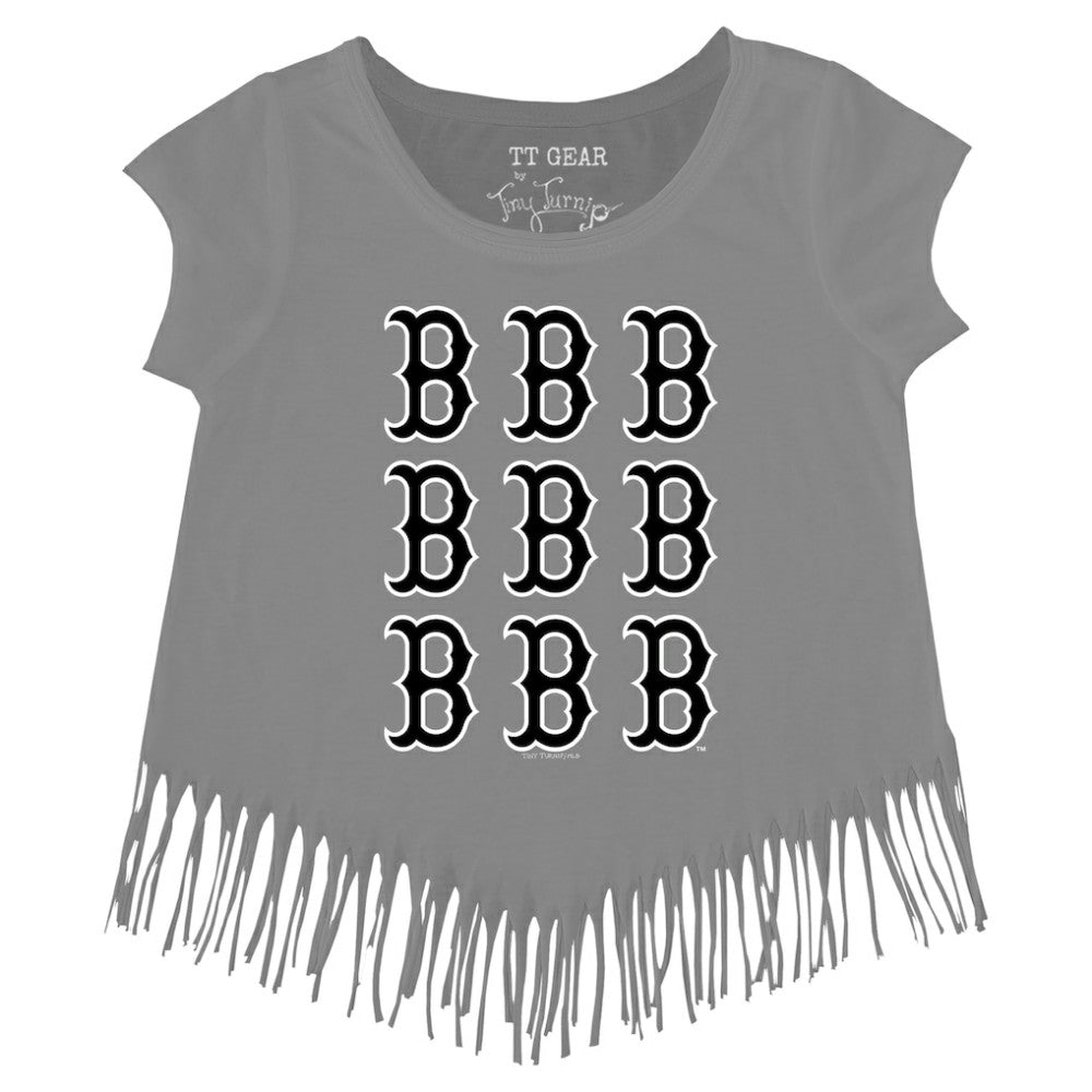Boston Red Sox Tiny Turnip Girls Youth Logo Grid Fringe T-Shirt Clearance