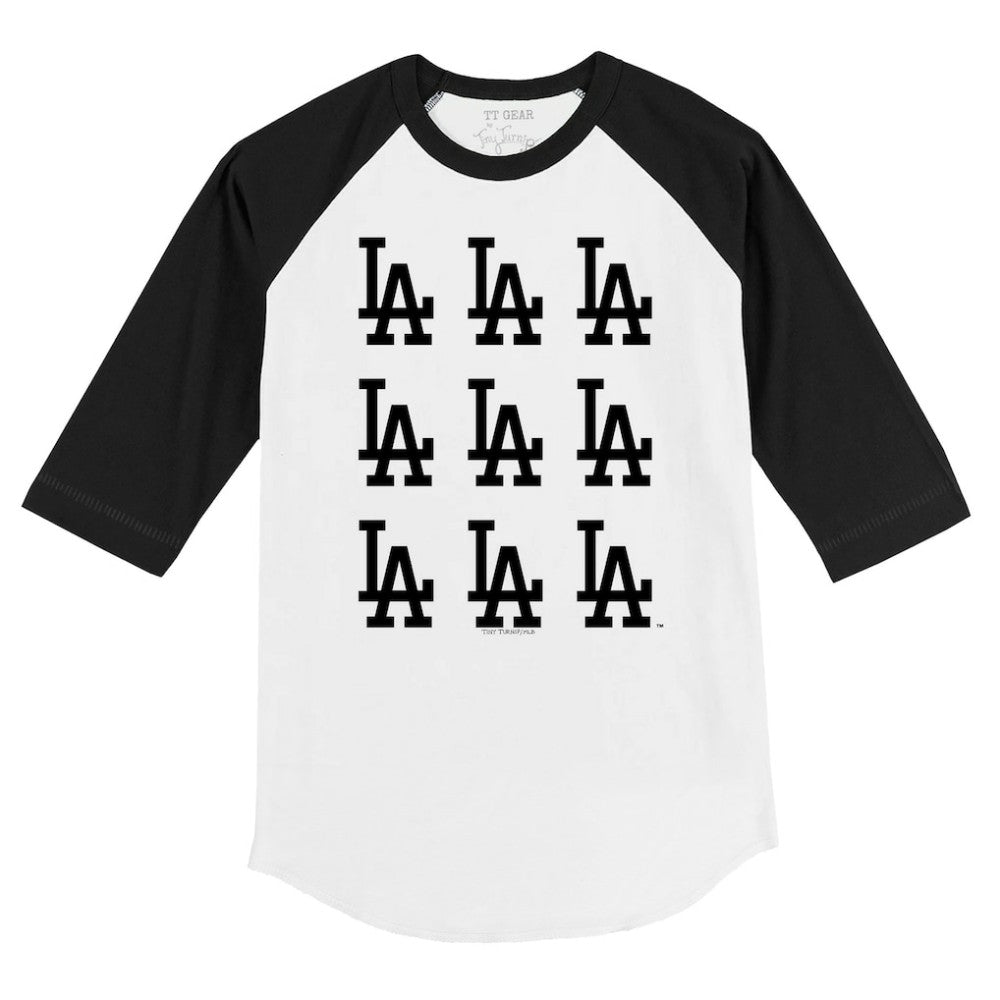 Los Angeles Dodgers Tiny Turnip Youth Logo Grid Raglan 3/4-Sleeve T-Shirt Online
