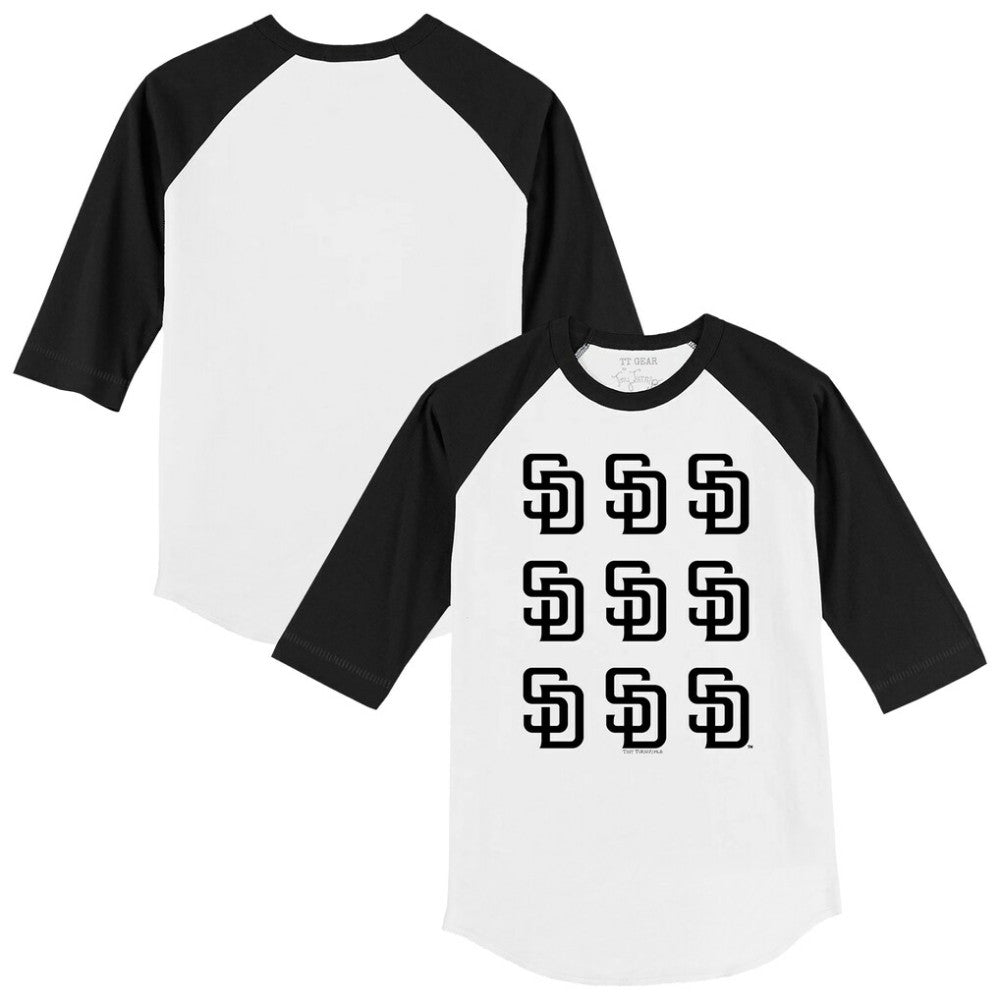 San Diego Padres Tiny Turnip Youth Logo Grid Raglan 3/4-Sleeve T-Shirt On Sale