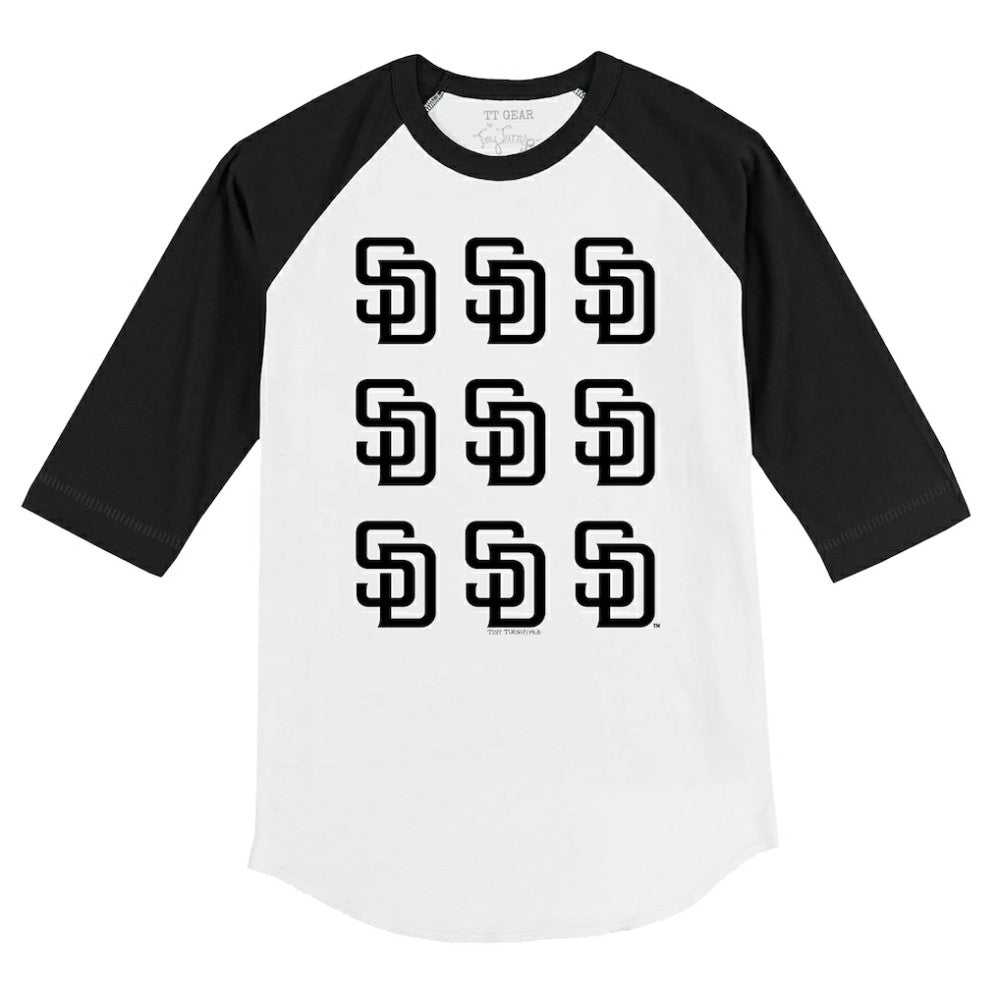 San Diego Padres Tiny Turnip Youth Logo Grid Raglan 3/4-Sleeve T-Shirt On Sale