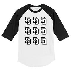 San Diego Padres Tiny Turnip Youth Logo Grid Raglan 3/4-Sleeve T-Shirt On Sale
