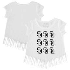 San Diego Padres Tiny Turnip Girls Youth Logo Grid Fringe T-Shirt Sale