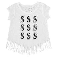 Seattle Mariners Tiny Turnip Girls Youth Logo Grid Fringe T-Shirt for sale