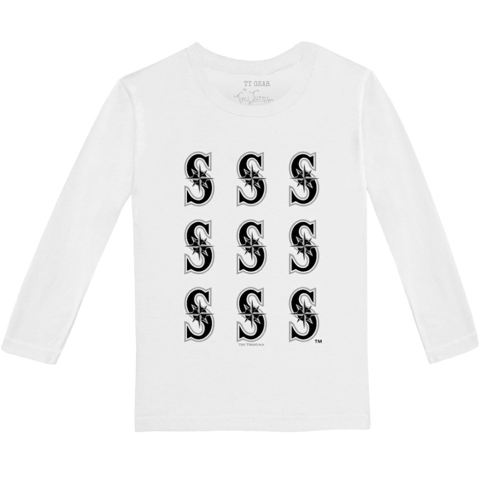 Seattle Mariners Tiny Turnip Youth Logo Grid Long Sleeve T-Shirt Sale
