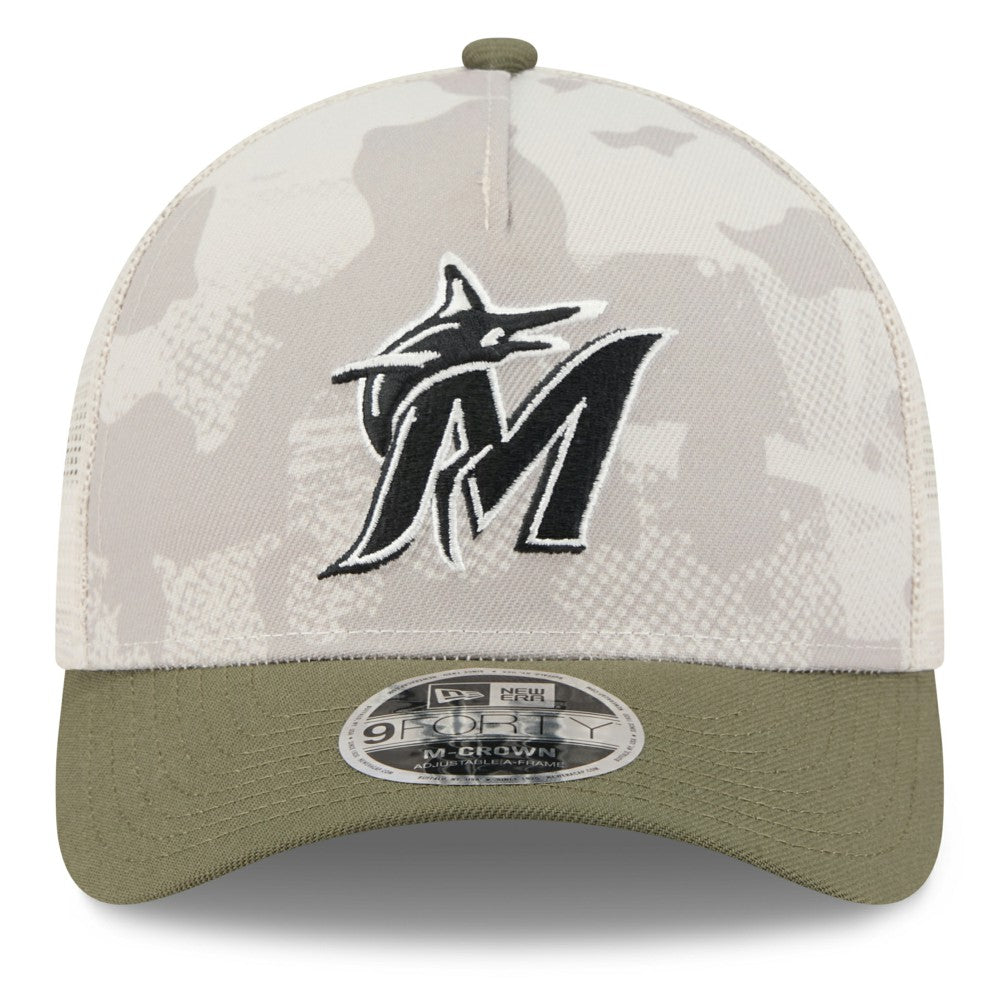 Miami Marlins New Era 2025 Armed Forces Day 9FORTY M-Crown A-Frame Adjustable Hat discount