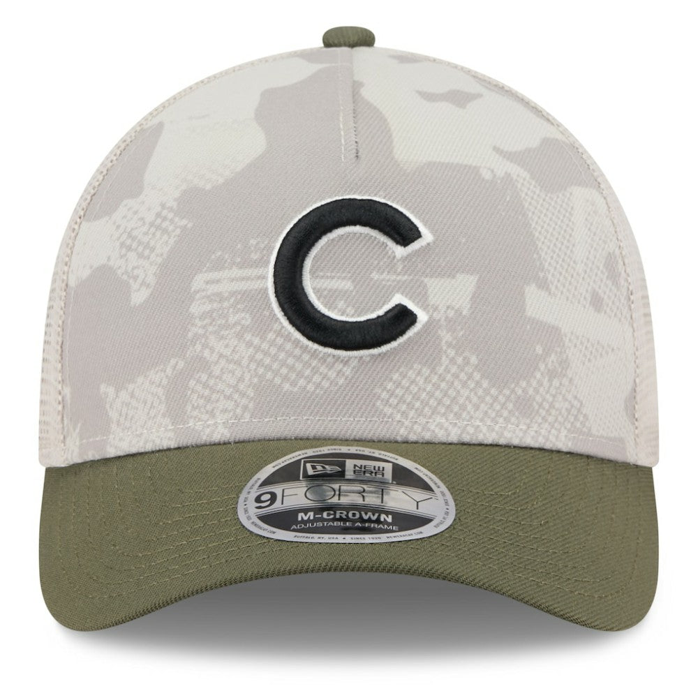 Chicago Cubs New Era 2025 Armed Forces Day 9FORTY M-Crown A-Frame Adjustable Hat Lifestyle