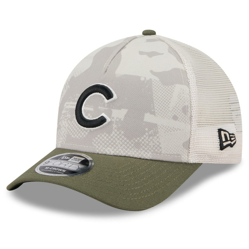 Chicago Cubs New Era 2025 Armed Forces Day 9FORTY M-Crown A-Frame Adjustable Hat Lifestyle