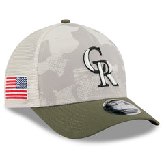 Colorado Rockies New Era 2025 Armed Forces Day 9FORTY M-Crown A-Frame Adjustable Hat Lifestyle
