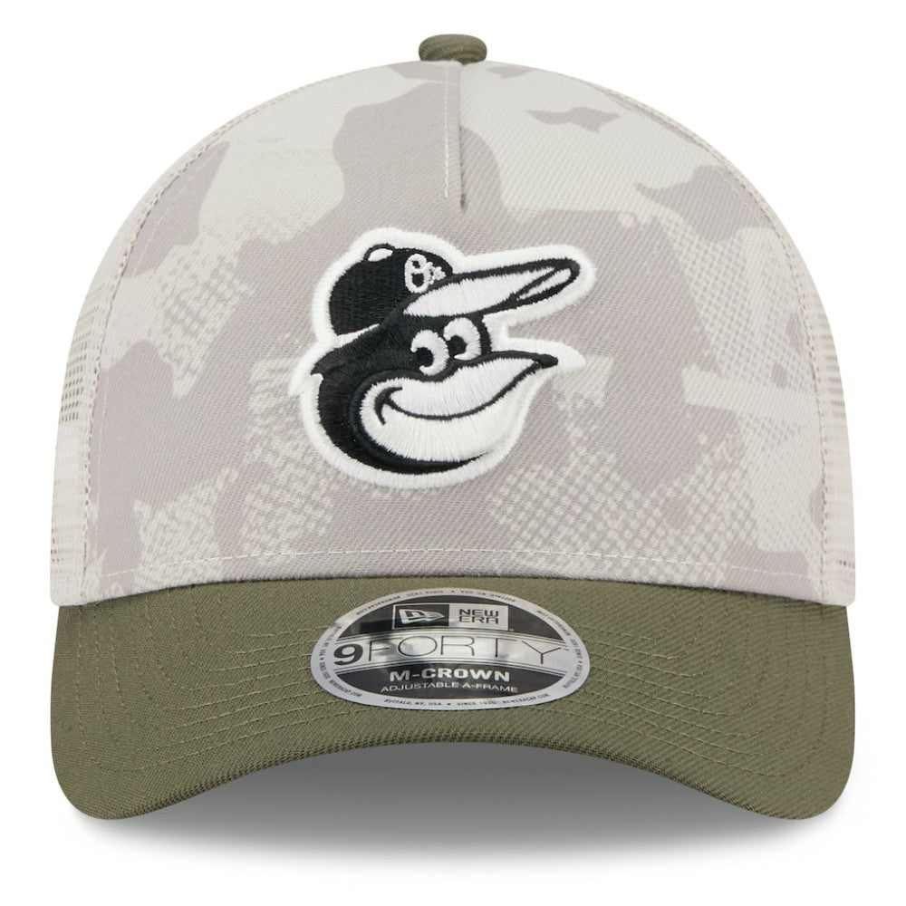 Baltimore Orioles New Era 2025 Armed Forces Day 9FORTY M-Crown A-Frame Adjustable Hat Lifestyle