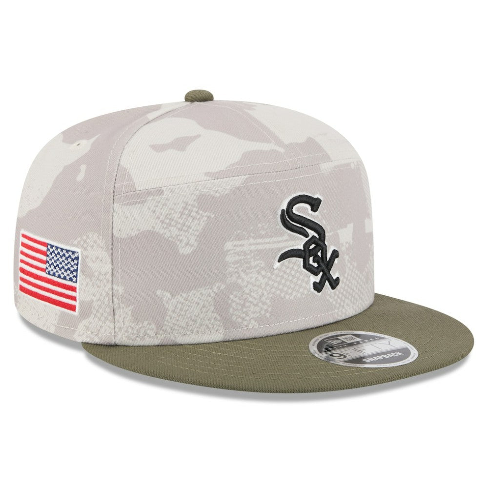 Chicago White Sox New Era 2025 Armed Forces Day Split Panel 9FIFTY Snapback Hat Lifestyle