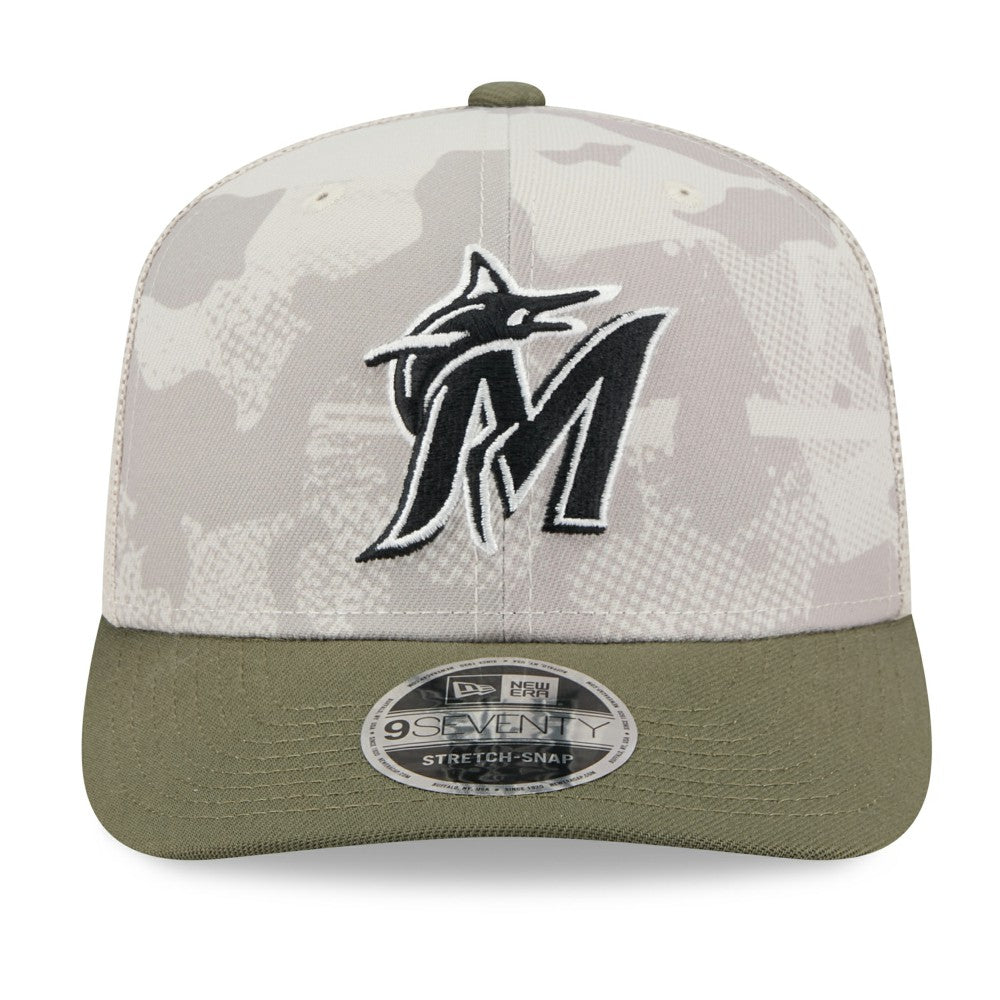 Miami Marlins New Era 2025 Armed Forces Day 9SEVENTY Stretch-Snap Hat On Sale