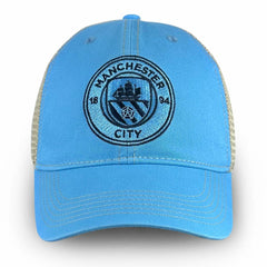 Manchester City 1863FC Mono Badge Vintage Trucker Adjustable Hat - Sky Blue