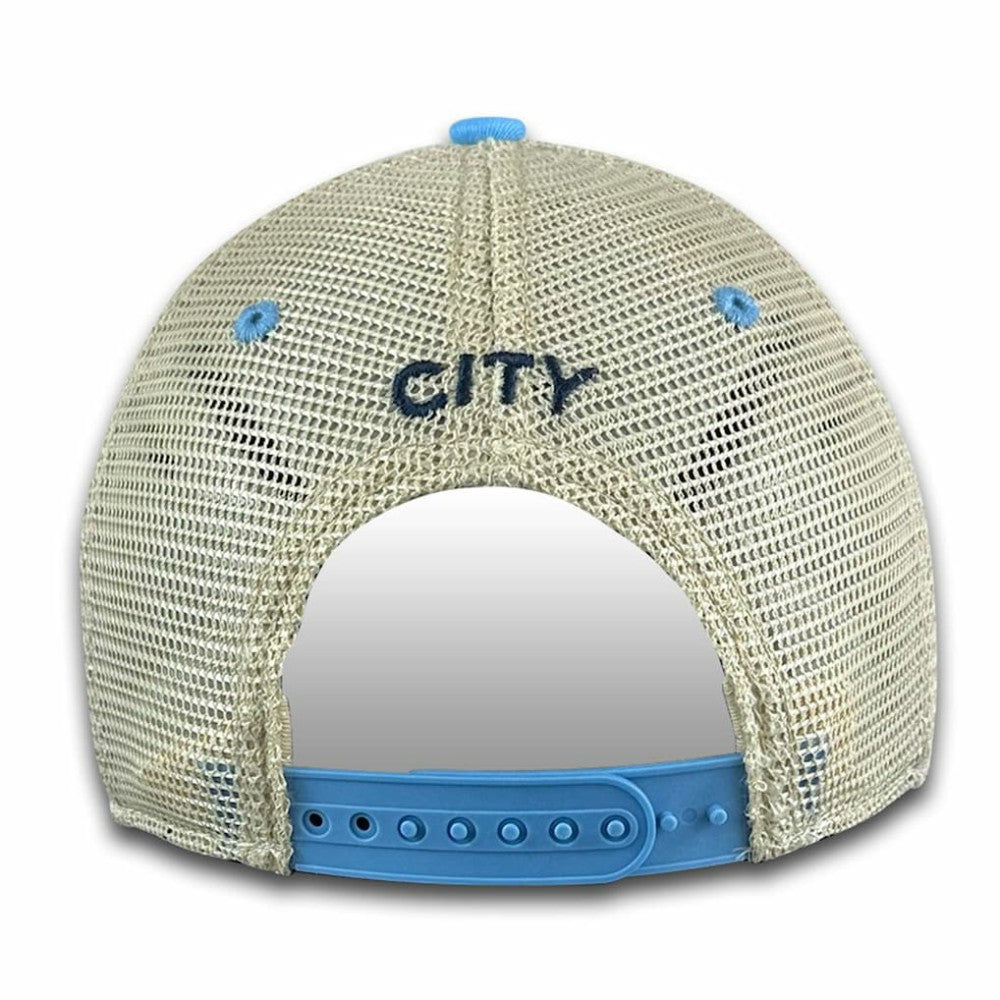 Manchester City 1863FC Mono Badge Vintage Trucker Adjustable Hat - Sky Blue